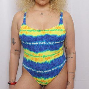 vintage 80s Tie Dye Swimsuit